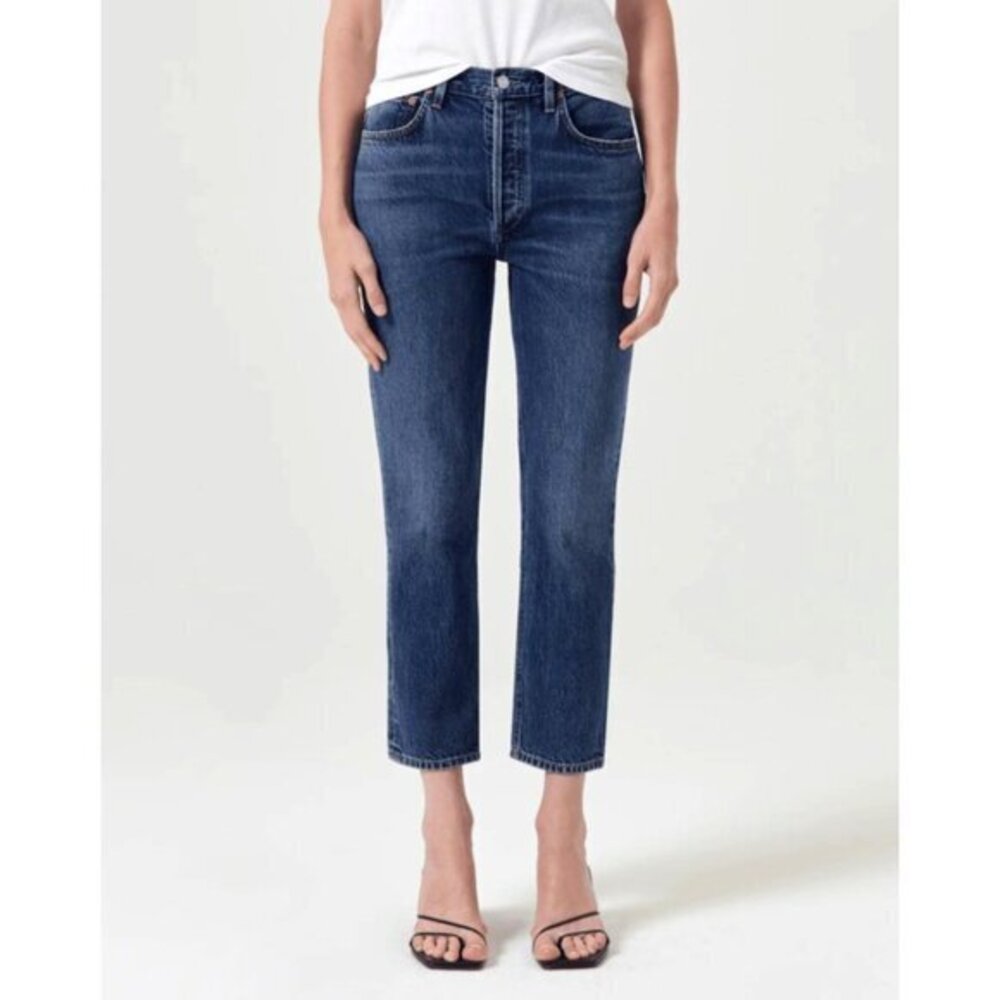 AGOLDE Riley Crop in Control Womens High-Rise Straight Leg Jeans Size 32